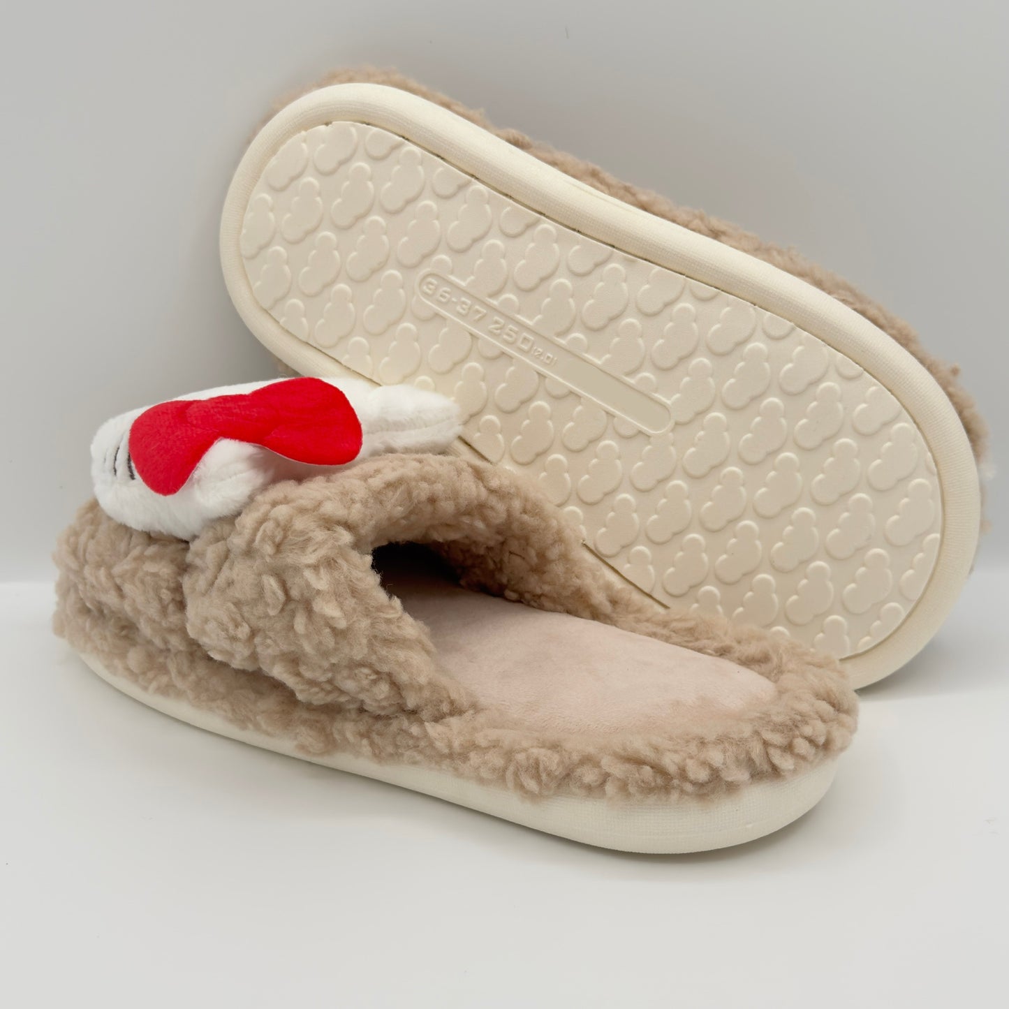 Hello Kitty Khaki Warm Cute Fluffy Slippers
