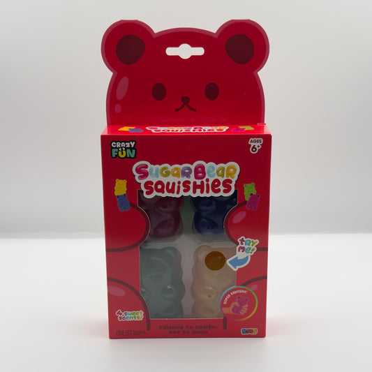 Crazy Fun Sugar Bear Squishies 4-Pack Mini Squishy Bear Cute Toys
