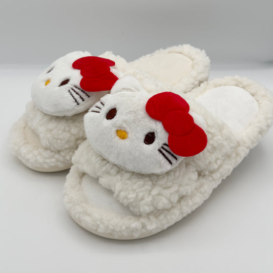 Hello Kitty White Cute Warm Fluffy Slippers