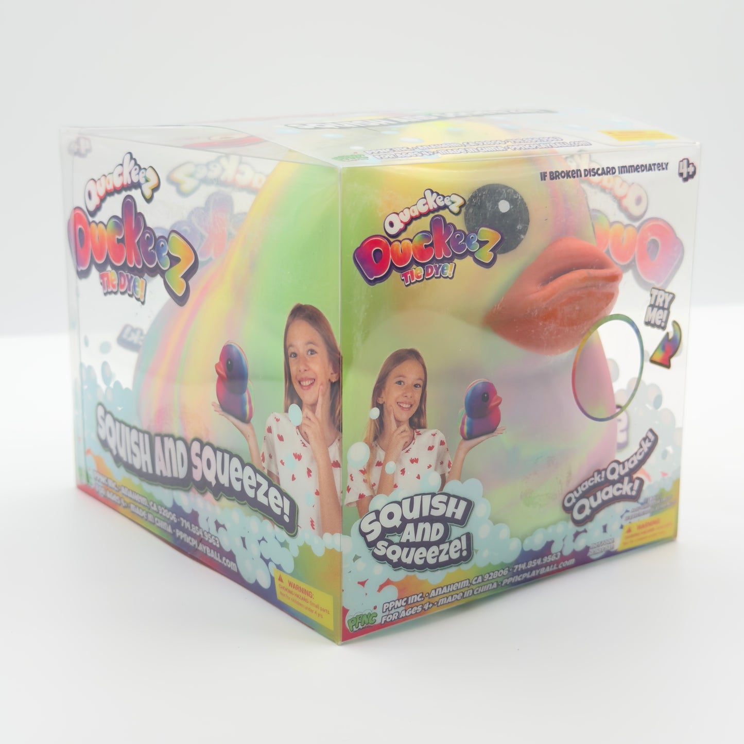 Quackeez Duckeez Jumbo Sized Squishy Tie-Dye Duck Toy (Colors May Vary)