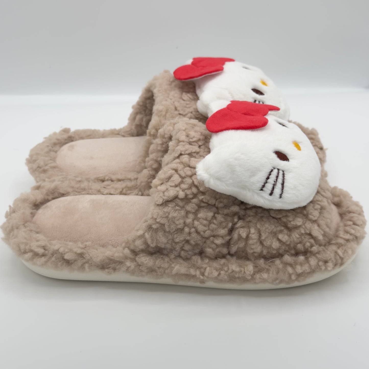 Hello Kitty Khaki Warm Cute Fluffy Slippers