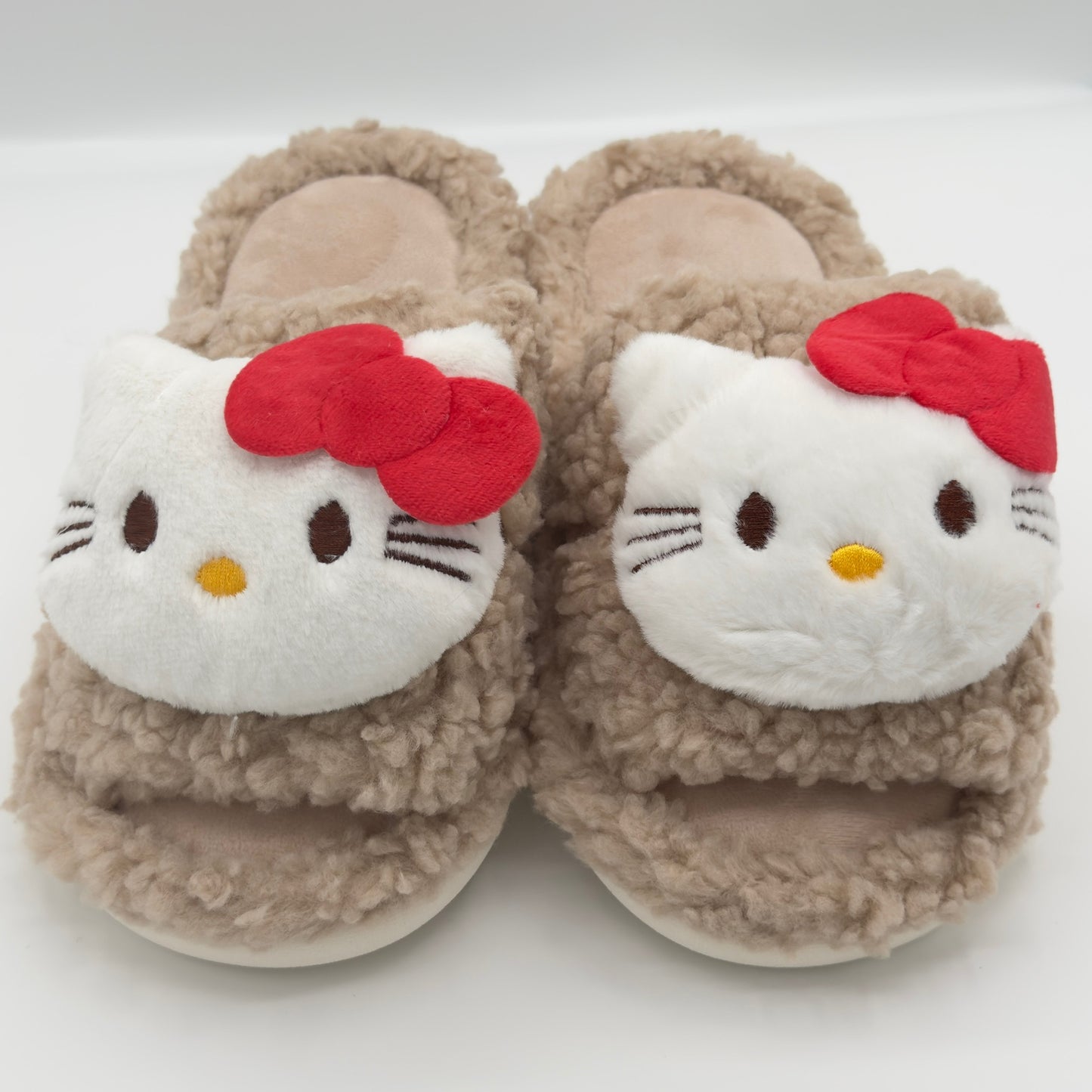 Hello Kitty Khaki Warm Cute Fluffy Slippers
